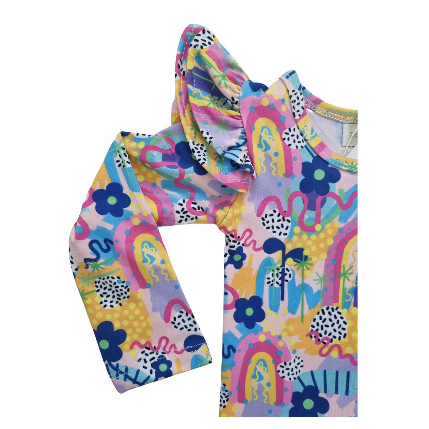 Load image into Gallery viewer, Long Sleeve Rainbow of Hope Flutter Romper Dot &amp;amp; Leopard
