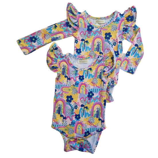 Load image into Gallery viewer, Rainbow of Hope Flutter Romper Dot &amp;amp; Leopard
