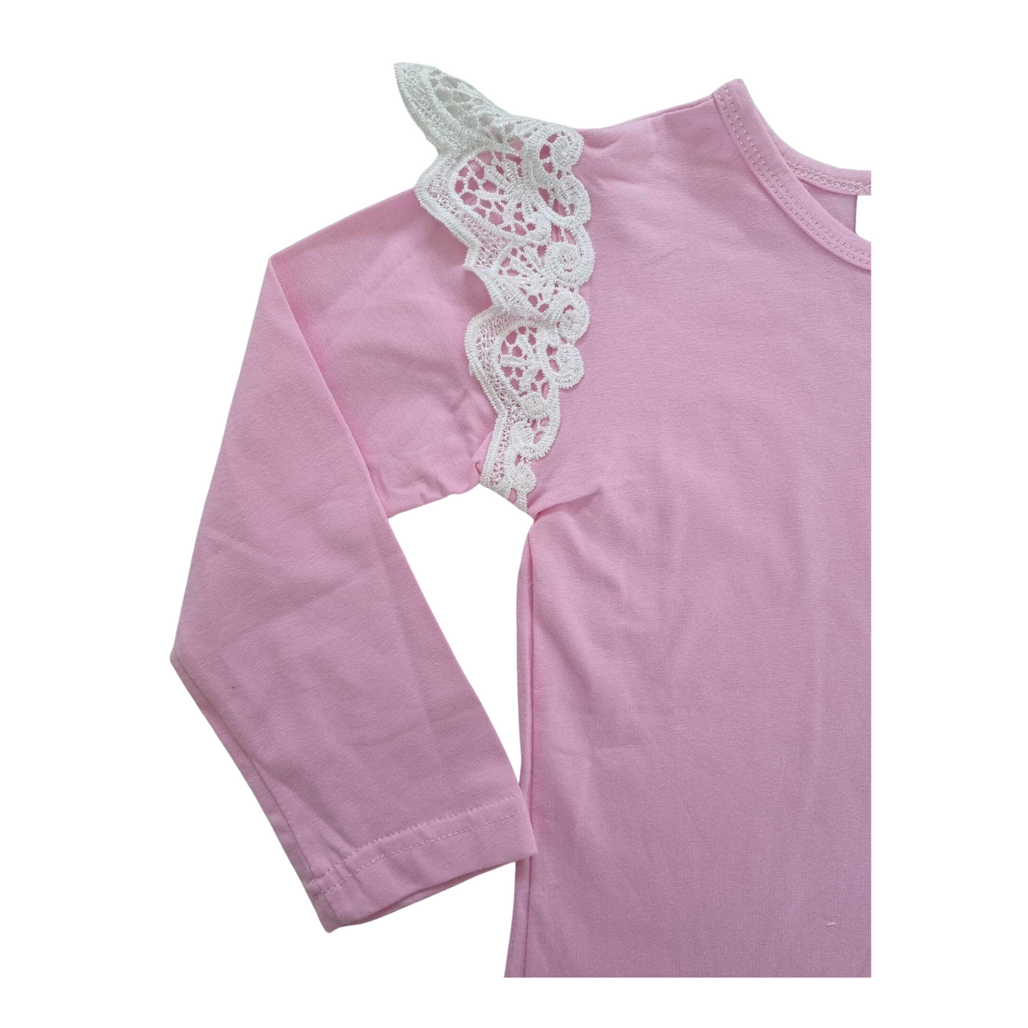 Dot & Leopard Pink Lace Flutter Top 