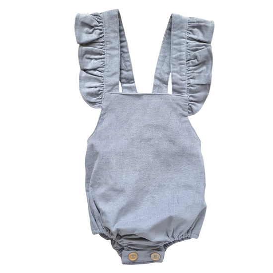 Grey Frilly Cord Romper | Dot & Leopard