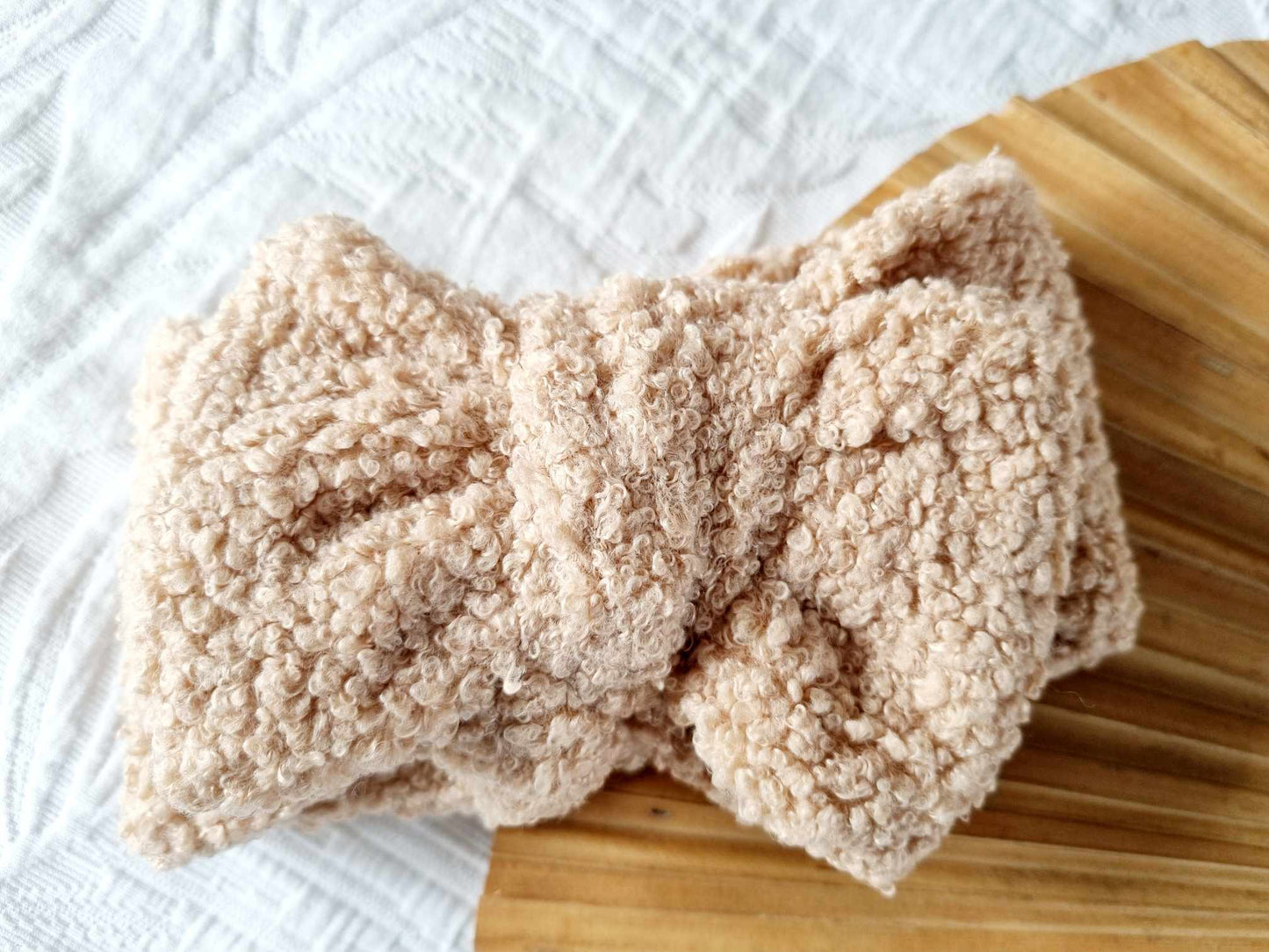 Caramel Plush Sherpa Bow Headbands