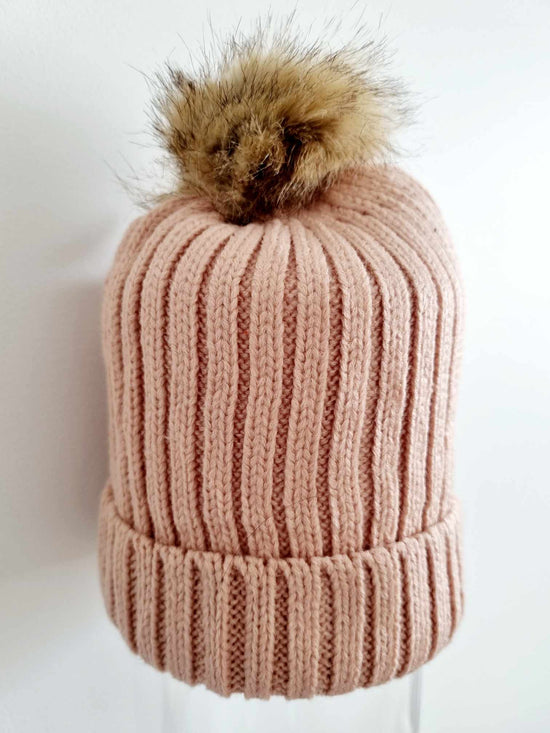 Dusty Pink Soft Knit Pom Pom Unisex Beanies Super Soft and Gentle Knit Fabric